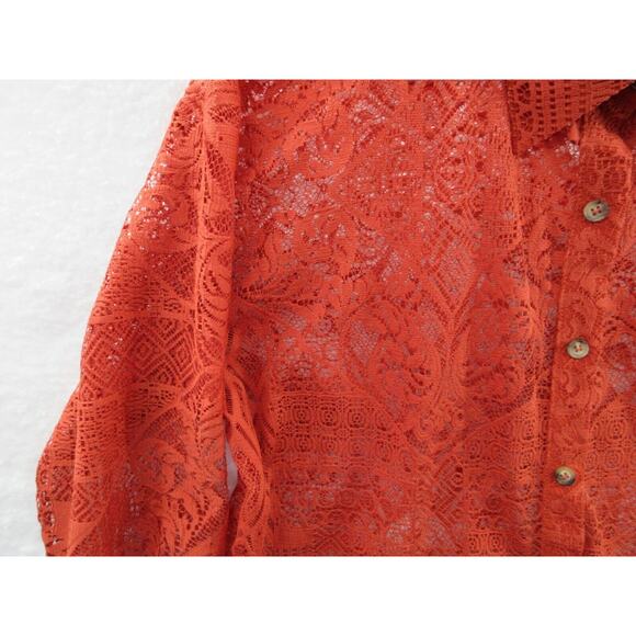 ANTHROPOLOGIE Lace Sheer Women's Small Long Sleeve Button-Up Shirt Blouse - Picture 4 of 11
